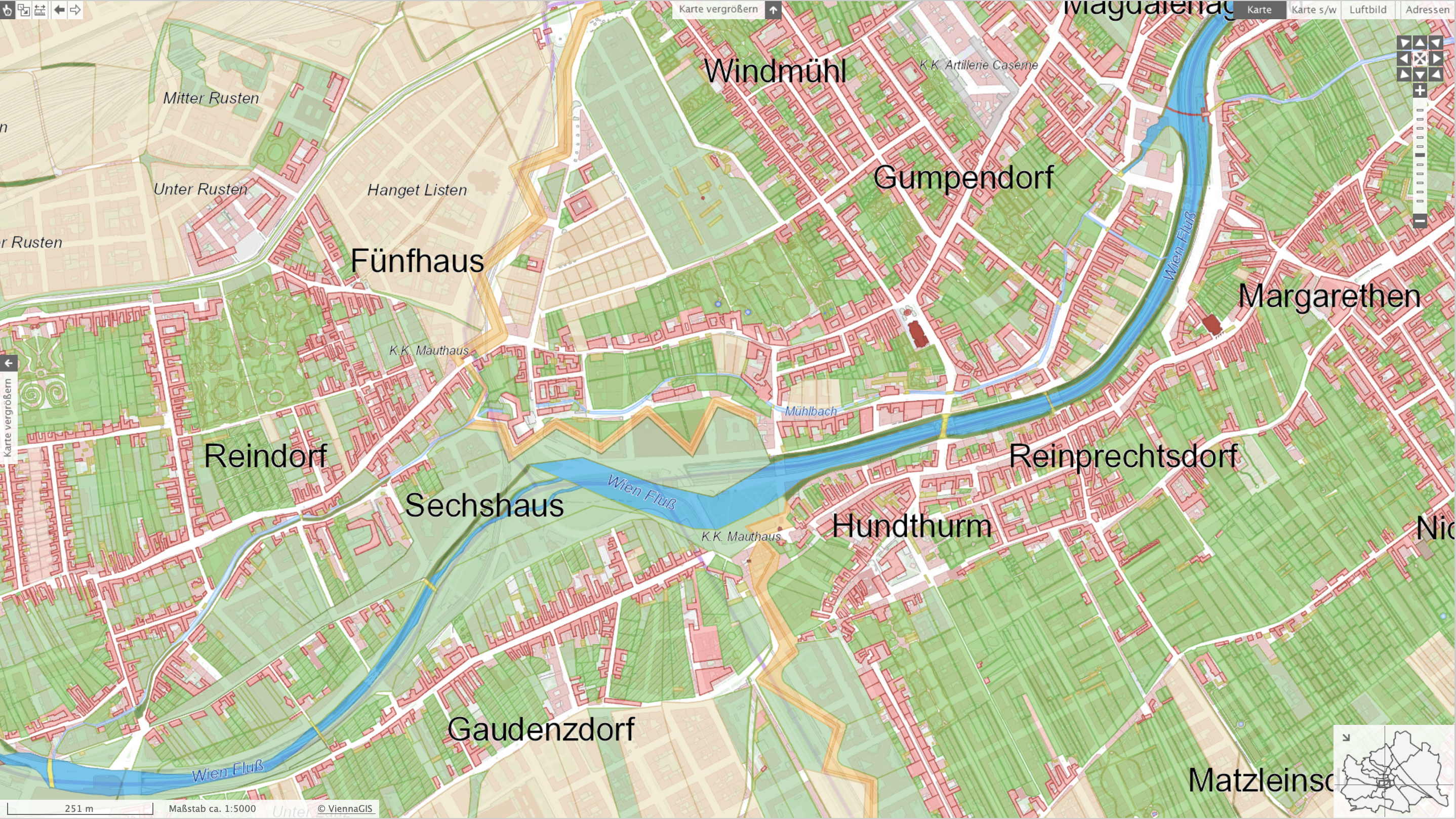 Kartenausschnitt Wienfluss